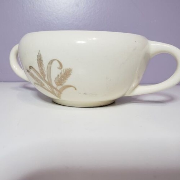 Sugar Bowl w Lid Wheat Pattern Gold Gild Handles Creme / Off White ( 2.25 ×7" ) - Picture 4 of 15